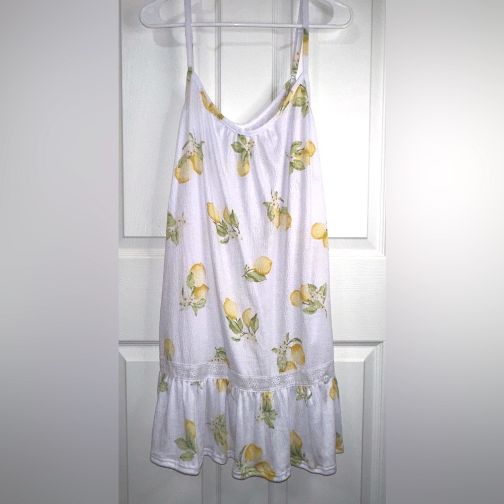 Laura Ashley White Dress with Lemon Print soft